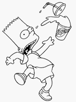 coloriage bart simpson glisse avec son soda